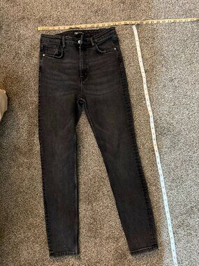 Zara Faded Black High Waisted Skinny Denim Jeans Womens Size 10